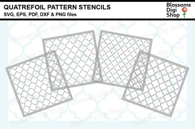 Quatrefoil Pattern Stencils SVG, EPS, PDF, DXF &amp; PNG files