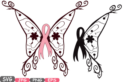 Breast Cancer Butterfly SVG Cricut Silhouette swirl Props Cutting Files Awareness cancer survivor Clipart Digital svg eps Vinyl sale -514S