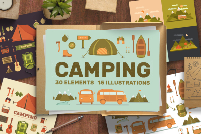 Camping illustrations and elements