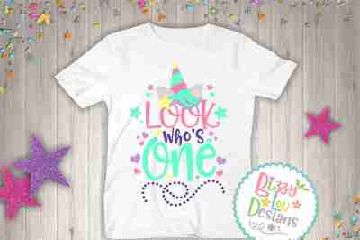 Look who's one unicorn SVG DXF EPS PNG - cutting file