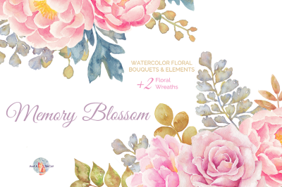 Memory Blossom Watercolor Clipart
