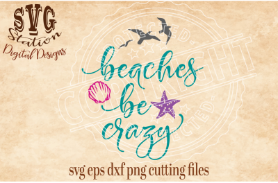 Beaches Be Crazy / SVG DXF PNG EPS Cutting File Silhouette Cricut Scal