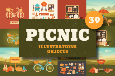Illustrations picnic and BBQ