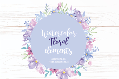 Watercolor Floral Elements