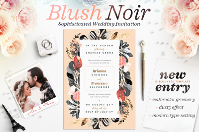 Blush Noir Wedding Invite I
