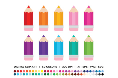 Chunky Color Pencil Clip Art