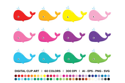 Baby Whale Clip Art Set