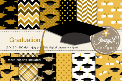 Graduation Digital Papers and Clipart SET
