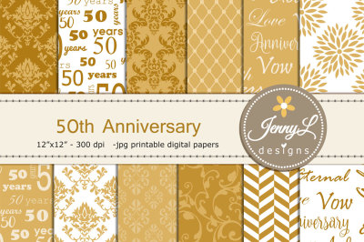 50th Wedding Anniversary Digital Papers