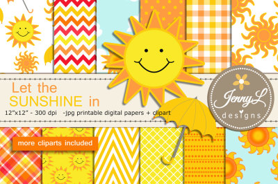 Sun Digital Papers and Clipart
