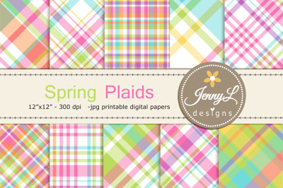 Spring Plaid Digital Papers