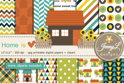 House Digital Papers and Clipart