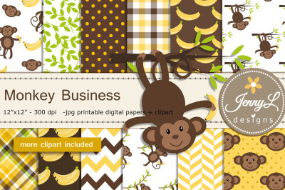 Monkey Digital Papers and Clipart