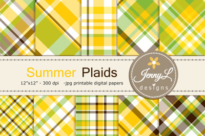Summer Plaid Digital Paper