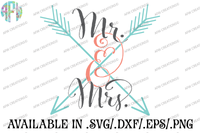 Arrow Mr & Mrs - SVG, DXF, EPS Cut Files