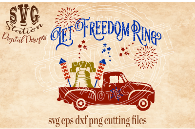 Vintage Red Patriotic Truck / SVG DXF PNG EPS Cutting File Silhouette Cricut Scal
