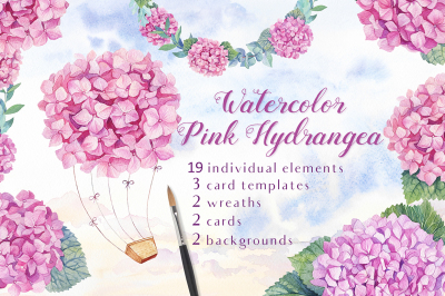 Watercolor Pink Hydrangea