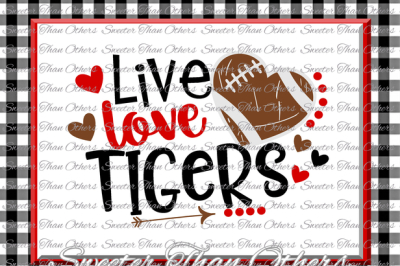 Football SVG Live Love Tigers Football Svg Distressed Football pattern Vinyl Design SVG DXF Silhouette, Cameo, Cricut, Instant Download