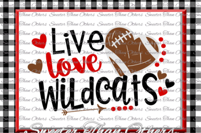 Football SVG Live Love Wildcats Football Svg Distressed Football pattern Vinyl Design SVG DXF Silhouette, Cameo, Cricut, Instant Download