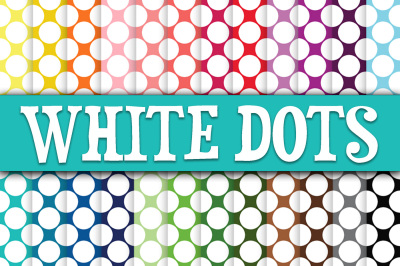 Large White Polka Dots Digital Paper