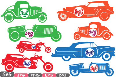 Color Circle Vintage Sport Cars Monogram Cutting Files Digital files svg eps png dxf jpg Vinyl Clip Art Antique Car ClipArt Retro Old -332S