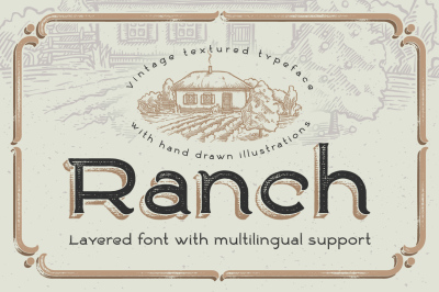 Ranch vintage font & illustrations