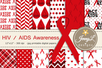 AIDS HIV Awareness Digital Papers and Clipart