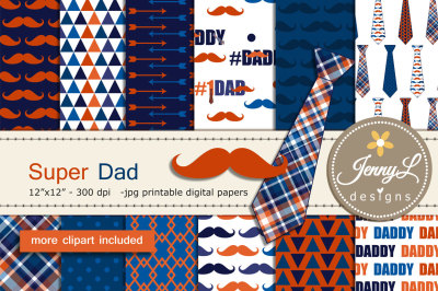 Fathers Day Digital Papers and Clipart SET