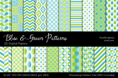 Blue And Green Digital Papers 