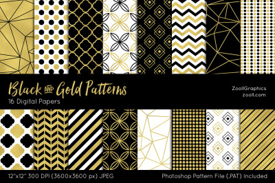 Black And Gold Digital Papers 