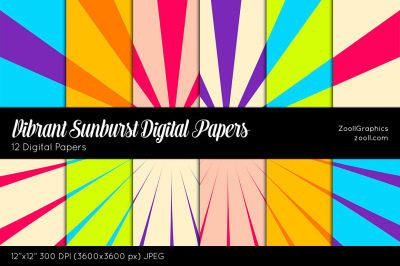 Vibrant Sunburst Digital Papers