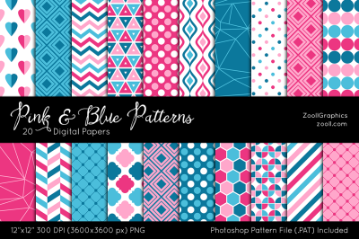 Pink And Blue Digital Papers