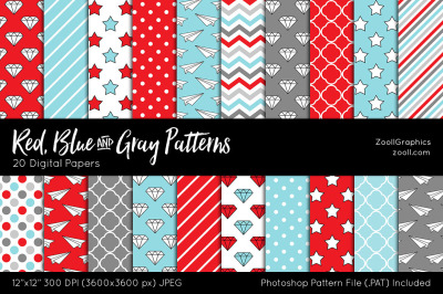 Red, Blue And Gray Digital Papers