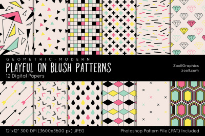 Playful On Blush Digital Papers