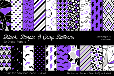Black, Purple & Gray Digital Papers