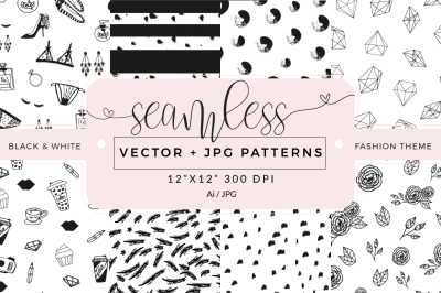 Seamless vector patterns - pack of 8