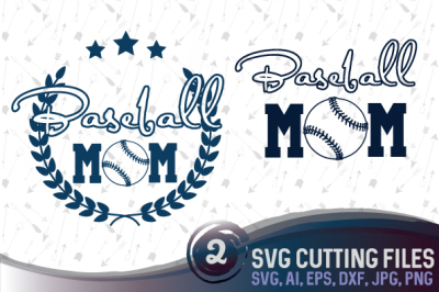 Baseball mom - 2 designs - SVG, EPS, PNG, JPG, DXF, AI