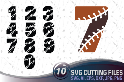 Baseball numbers - SVG, EPS, PNG, JPG, DXF, AI