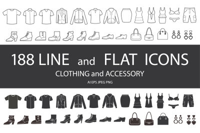 Set of clothing and accessory icons.