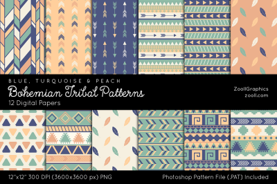 Bohemian Tribal Patterns Digital Papers