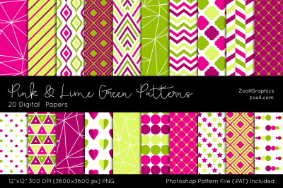 Pink And Lime Green Digital Papers