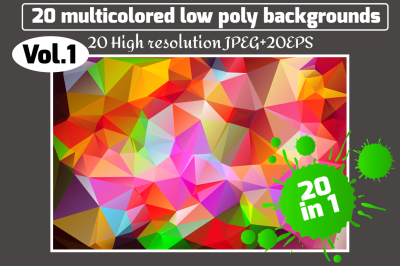 Polygon vector backgrounds set