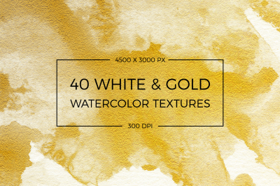 40 White Gold Watercolor Textures