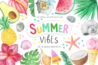 Watercolor Summer Vibes Set