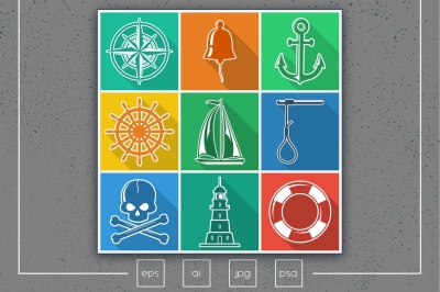 Nautical Design Elements Vector Set