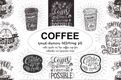 Set of Banners with coffee quotes.
