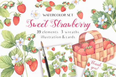 Sweet Strawberry - Watercolor Set