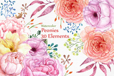 Watercolor wedding flowers clipart
