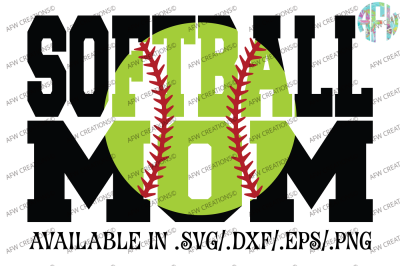 Softball Mom - SVG, DXF, EPS Cut Files