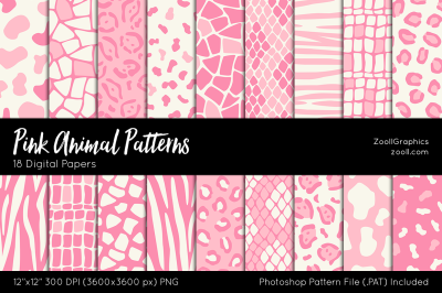 Pink Animals Patterns Digital Papers